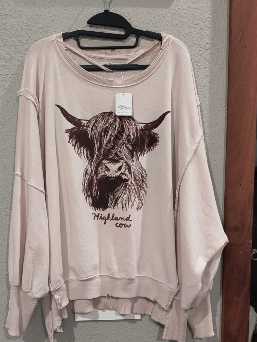 New Free People Highland Cow Graphic Camden Sweatshirt